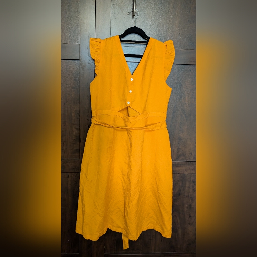 LOFT Yellow Ruffled Midi Sundress V-Neck - Picture 5 of 6